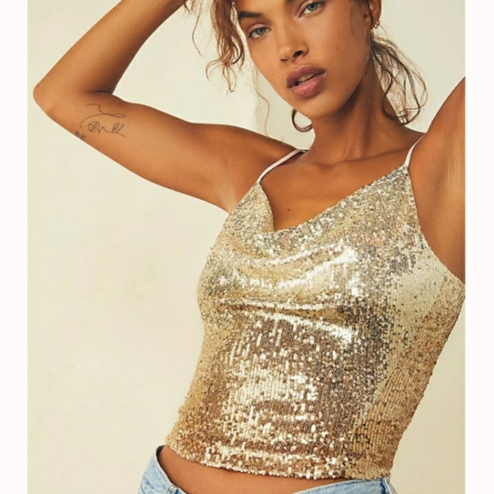 Free People Stop & Stare sequin Cami